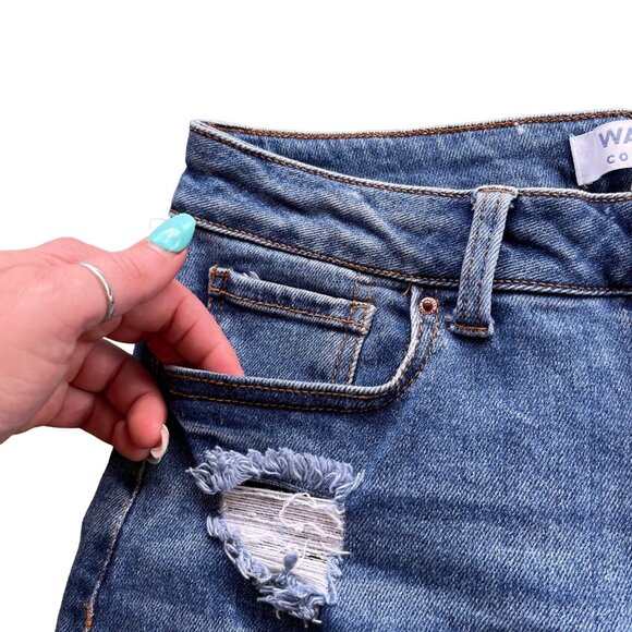 Wax Jean Collection Womens 7 28 Mom Blown Out Knee Ripped High Waist Denim 90250 - Picture 4 of 16